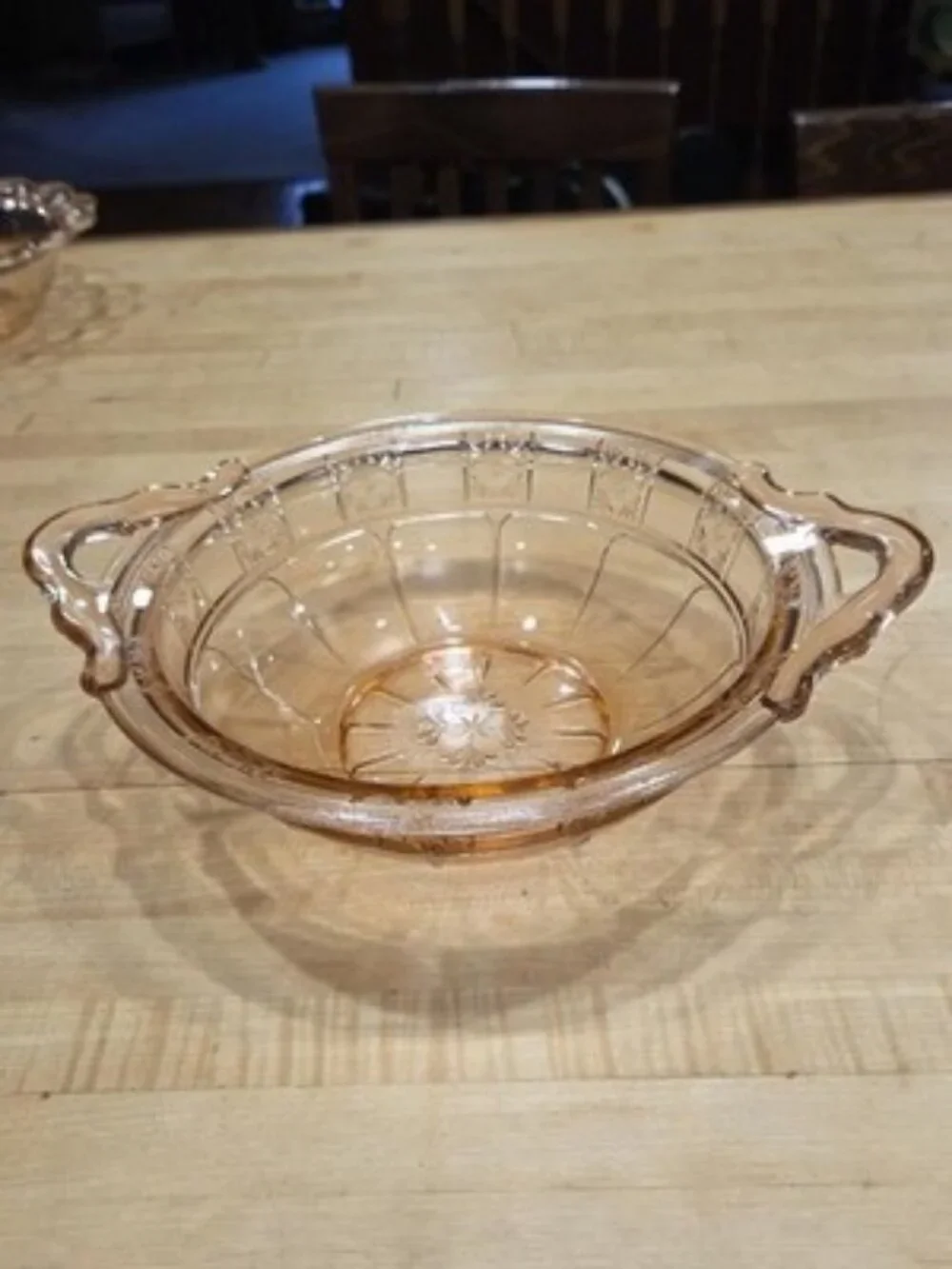 Vintage Jeannette Doric Pink Depression Glass 2 Handle Serving Bowl 10 inch